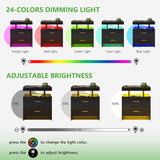 HNEBC LED Nightstand, RGB Black Night Stand with USB/Wireless Charging Station, Modern Bedside Table has Auto Sensor RGB Lights, End Side Table with 2 Drawer for Bedroom Furniture, Black HNEBC