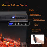 WAMPAT 36 inch 3-Sided Glass Electric Fireplace Insert, Freestanding Fireplace with Remote Control,12-Color Flame, 5 Adjustable Brightness,8 Hour Timer,1400W Fireplace Heater WAMPAT