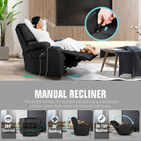 LEVELEVE Rocking Recliner Chair, Massage Rocker Recliner Chair with Vibration Massage and Heat, USB and Type-C Ports,360° Swivel Faux Leather Chairs, Living Room, Bedroom, Nursery, RV, Black LEVELEVE