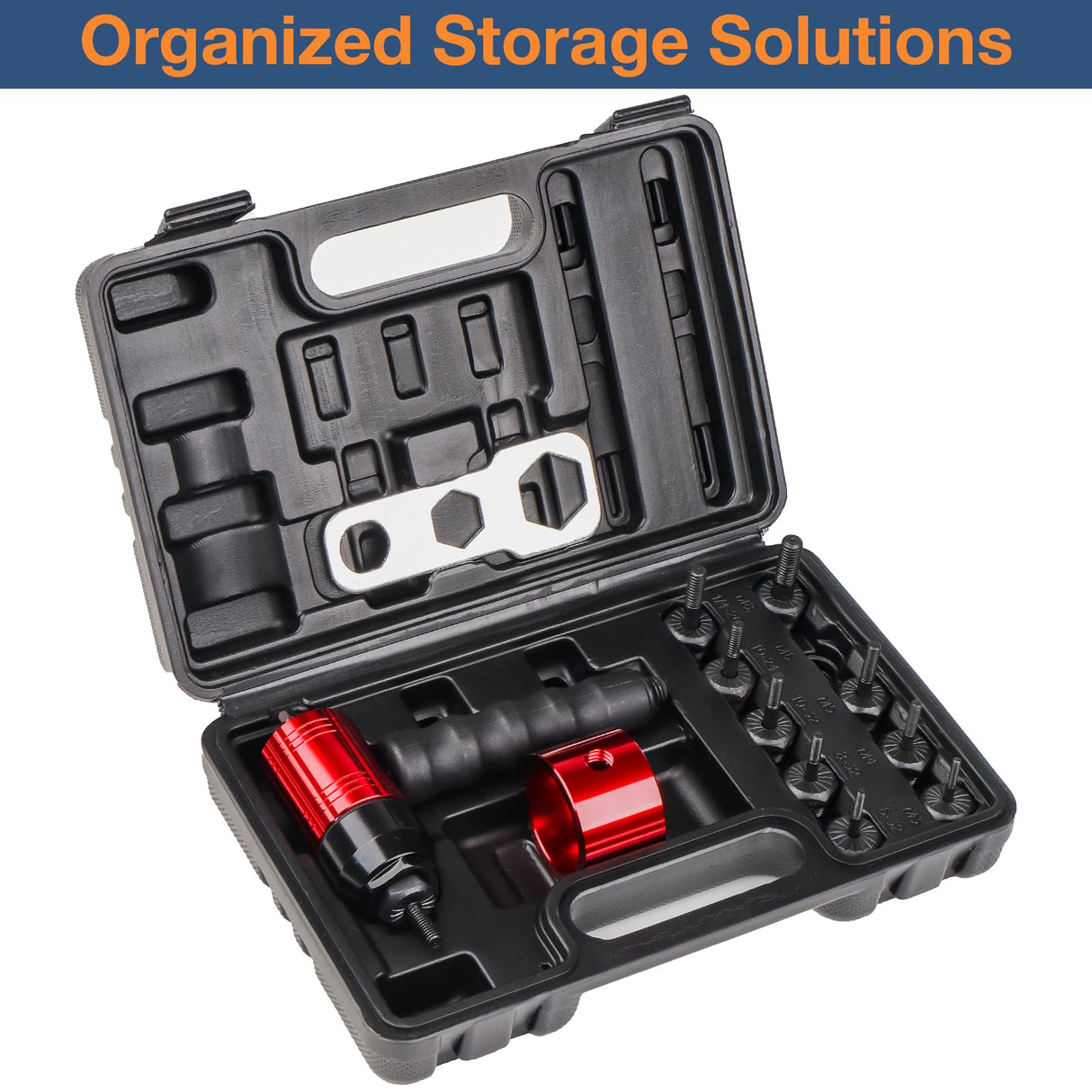 YUZES Rivet Nut Tool Adapter for Cordless Drill Electric- Newly Labor-Saving Rivet Nut Gun Kit with 5 Metric and 5 SAE Mandrels and 50Pcs Assorted Rivet Nuts, Rugged Carrying Case YUZES