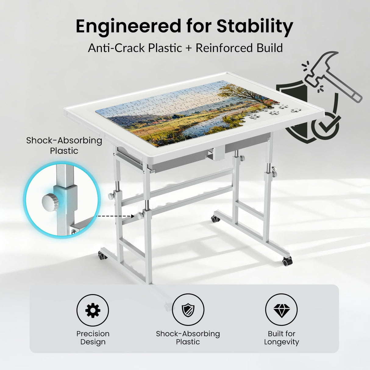 ALL4JIG 1000 Piece Light-Weight Adjustable Jigsaw Plastic Puzzle Table for Adults, 30"x22" Multi-Functional Puzzle Board with 4 Drawers & Protective Cover, 45-Degree Any-Angle Tilt for Leisure ALL4JIG