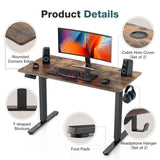 Sweetcrispy 55 x 24in Adjustable Height Electric Standing Computer Home Office Desk Ergonomic Workstation with 3 Memory Controller, 55"x24", Rustic Brown+Black Sweetcrispy