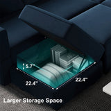 Belffin Modular Velvet Sectional Sofa with Chaise Lounge Sectional Sleeper Sofa with Storage Chaise Bed Couch for Living Room Blue Belffin