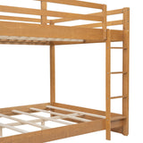 Harper & Bright Designs Queen Over Queen Bunk Bed with Guardrails, Wood Bunk Beds with Ladder, Bunk Bed Frame for Kids, Adults, Teens, Space-Saving, Solid Wood Structure, Natural Harper & Bright Designs