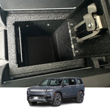 Center Console Safe Vault - KEREN Console Gun Safe Box Compatible with Rivian R1S 2021-2025 and Rivian R1T 2021-2025, Fingerprint Lock with Key KEREN