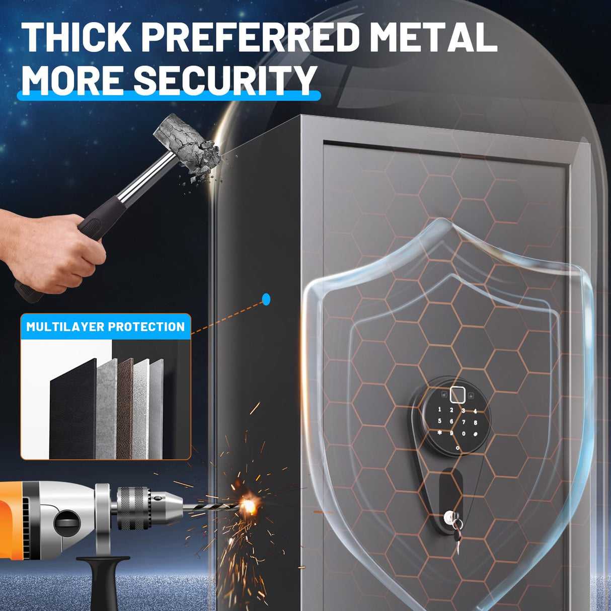 4-5 Gun Safe Quick Access Biometric Gun Safe, Large Gun Safe for Rifles and Pistols, No Assable Require Gun Cabinet, Gun Safes for Home Rifle Handgun and Shotgun Gun Locker with Adjustable & Alarm ZIWJHK