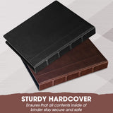 Marspark 2 Pcs Vintage Hardback 3 Ring Binder Professional Leather Binder Organizer Round Rings Brown Black 3 Ring Binder Holds 200 Sheets with 2 Inner Pockets(1 Inch,Brown, Black) Marspark