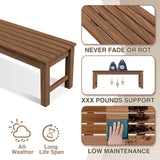 Psilvam 2-Person Outdoor Poly Lumber Patio Backless Bench, Fade-Resistant & Odor-Free Poly Lumber Patio Furniture, Weatherproof, Suitable for Garden, Porch and Park, 700 Lbs Support (1, Light Brown) Psilvam