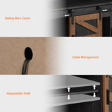 WAMPAT Rustic Farmhouse Buffet Cabinet with Sliding Barn Doors – 59" Antique Black & Brown Coffee Bar Storage Table for Kitchen and Living Room WAMPAT