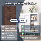 YAUWOH Metal Bathroom Storage Cabinet, Metal Storage Cabinet with 2 Adjustable Shelves & 2 Doors,Freestanding Sideboard Cabinet for Small Spaces, Living Room, Home Office, Dining Room,White YAUWOH