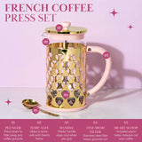 Paris Hilton French Press Coffee Maker With Heart Shaped Measuring Scoop, 2-Piece Set, 8-Cup or 34-Ounce, Pink Paris Hilton