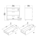 Tvilum Sofia 3-Drawer Bedroom Storage Chest, White, 27.6" W x 26.2" H x 15.67" D Tvilum