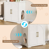 Halitaa Cat Litter Box Enclosure Furniture, Hidden Litter Box Furniture with Removable Dividers, Reversible Entrance Can Be on Left or Right Side, for Hallway, Bedroom, White, 31.4" L Halitaa