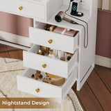 Tiptiper Vanity Desk with Mirror and Lights, Makeup Vanity with Lights & Charging Station, Makeup Desk with 5 Drawers & Storage Shelves, White Tiptiper