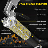 Grease Gun Kit, 7000 PSI Heavy Duty Pistol Grip Grease Gun with 14 oz Capacity, Includes 18 Inch Resin Flex Hose, Double Handle Grease Coupler and Other Accessories, Grease Gun for Automotive, Marine GETLMUL