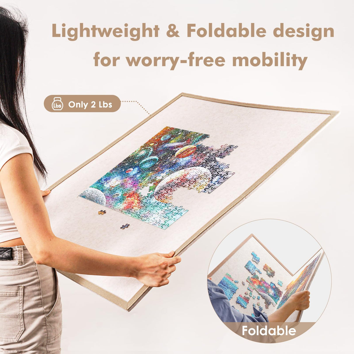 Jigsaw Puzzle Board with 6 Sorting Trays, 1500 Pieces Puzzle Playing Surface with Protective Cover, Lightomorrow 37" x 30" Felt Puzzle Display Board lightomorrow