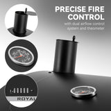 Royal Gourmet CD1824ET 24-Inch Movable Charcoal Grill with Foldable Side Tables, Outdoor BBQ Grill with 470 Sq. In. Cooking Area for Outdoor Picnic and Camping Grilling, Black Royal Gourmet