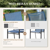 HERA'S HOUSE Outdoor Dining Set 5 Piece Patio Table and Chairs Set, 4 x Textilene Dining Chair, 37" Square Wood Look Dining Table, for Lawn Garden Backyard Deck (Blue Chair x 4, 37" Square Table) HERA'S HOUSE