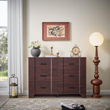 Farmhouse 8 Drawers Dresser for Bedroom, Wood Large Chest of Drawers, Long Dressers Double Dresser, Curved Wide Dresser Storage Dressers Organizer for Bedroom, Closet, Living Room,Hallway & Entryway FFBCFDK