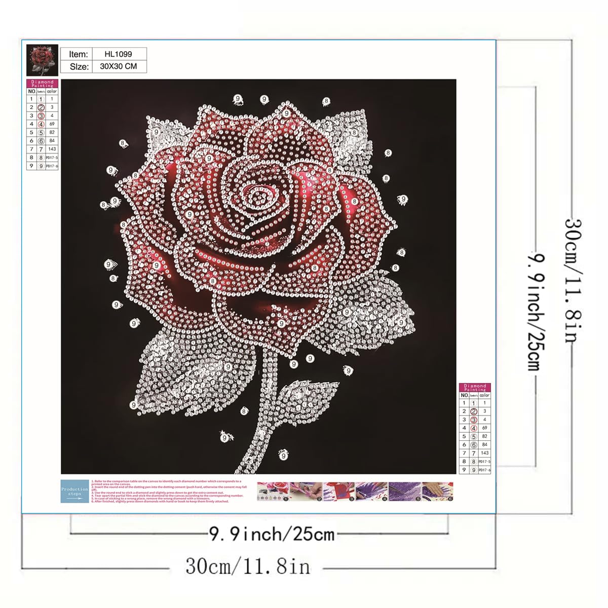 Special Shaped Diamond Art Painting Kits for Adults, Rose Flower 5D Diamond Painting Kits for Adults Beginner,DIY Crystal Diamond Dots Gem Art Craft for Home Decor 11.8 x 11.8 inch GEMFAMILY