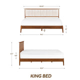 NTC Ruby Wooden Bed Frame with Headboard, Crafted from Walnut, Rubber Wood with Silent Slats and Wood Central Supports, 1000 Lb Capacity, Effortless Assembly, King - Dark Walnut NTC