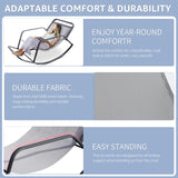 BULEXYARD Grey Oversized Indoor Outdoor Lounge Royal Rocking Chair with Armrest Footrest for Napping Relaxing, Heavy Duty Patio Reclining Papasan Rocker Chair with Padded Cushion for Porch, Sunroom BULEXYARD