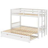 Flieks Twin Over Twin/King Bunk Beds with Trundle, Twin Over Pull-Out bunk Bed Accommodate 4 People for Kids, Adult, No Box Spring Needed Flieks