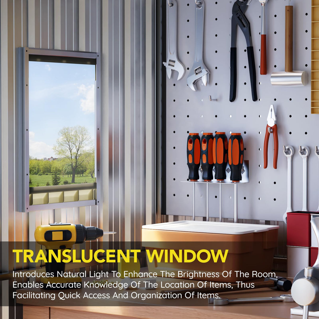 Grovellis Update Version 6x4 FT Outdoor Metal Storage Shed, Single Door, 1 Clear Window, Tool Shed for Garden, Patio, Backyard Nightblue Grovellis