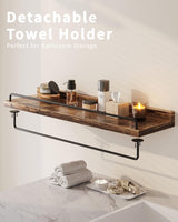 Seocry Bathroom Shelves, Wall Shelf Set of 3, Floating Shelves, Shelves for Room Wall, Bathroom Decor (Rustic Brown, 23 Inches) Seocry