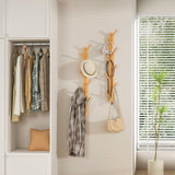 TIOPGHAD 2-Pack Wood-Wall-Mounted-Coat-Hooks, Bamboo Vertical Coats Rack Holder Hanger with 8 Hooks Entryway Hanging Wooden Racks for Hanging Jacket Coat Hat in Entryway Office Bathroom(Natural) TIOPGHAD