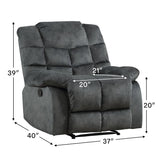 CANMOV Manual Recliner Chair, Single Reclining Sofa with Overstuffed Backrest and Armrest for Living Room, Bedroom Furniture, Grey CANMOV