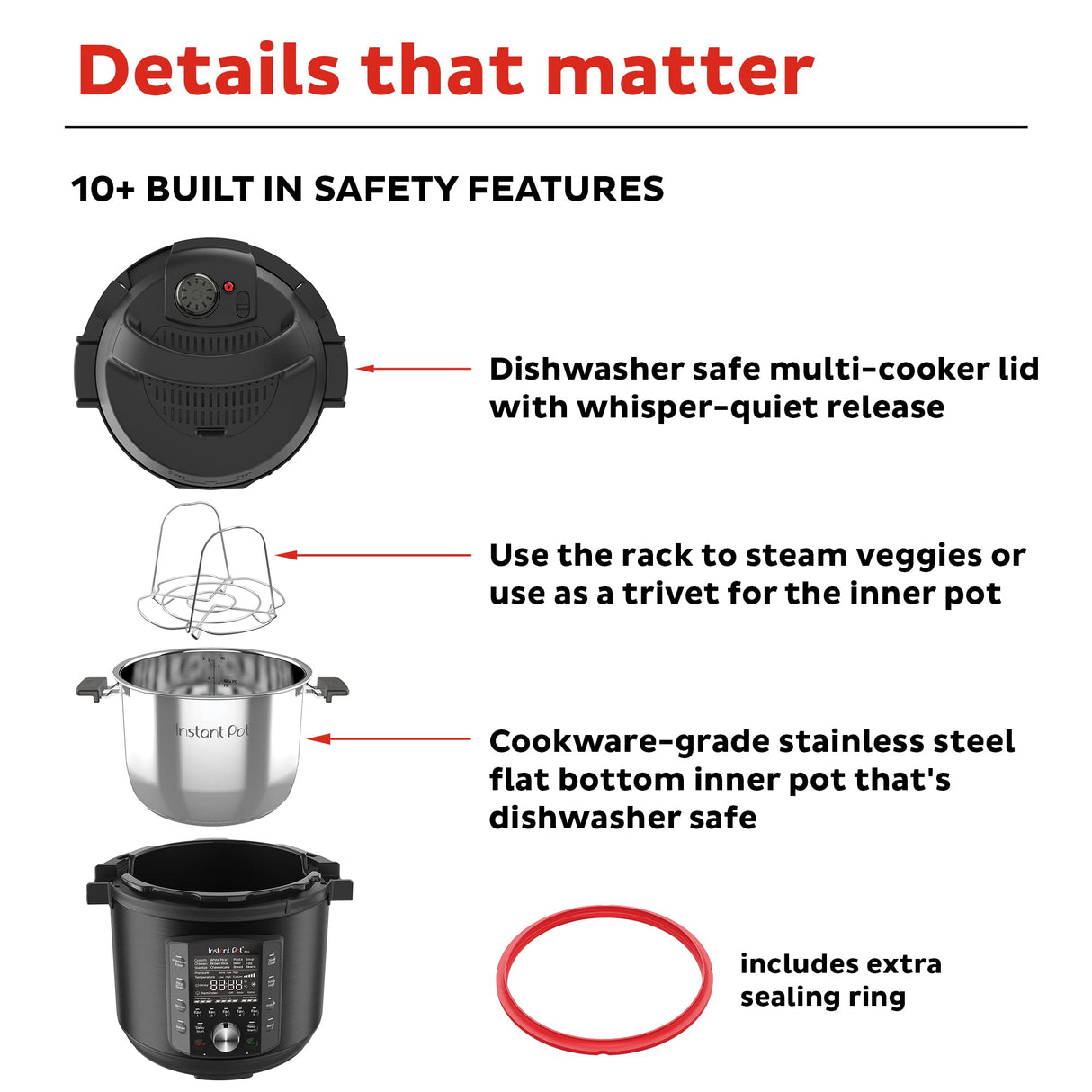 Instant Pot Pro (8 QT) 10-in-1 Pressure Cooker, Slow Cooker, Rice/Grain Cooker, Steamer, Sauté, Sous Vide, Yogurt Maker, Sterilizer, and Warmer, Includes App With Over 800 Recipes, Black Instant Pot