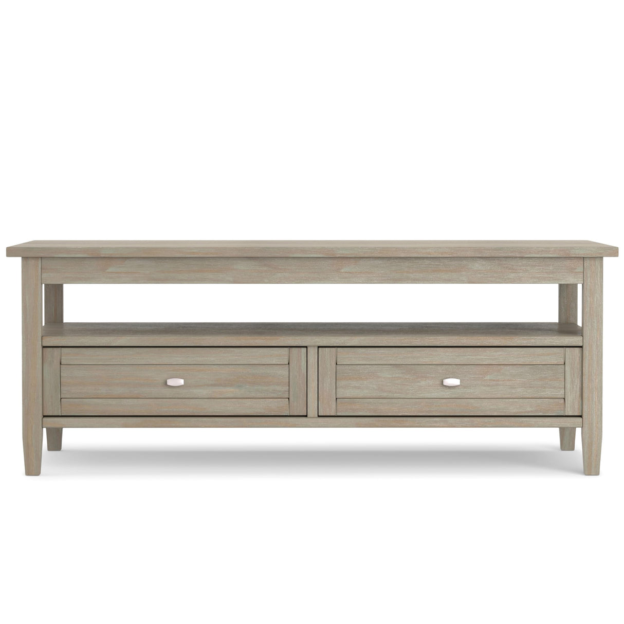 SIMPLIHOME Warm Shaker SOLID WOOD 48 Inch Wide Rectangle Transitional Coffee Table in Distressed Grey, For the Living Room and Family Room SIMPLIHOME