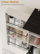 Kitchen Pantry Storage Cabinet 72” Tall, Bathroom Storage Cabinet with 4 Adjustable Shelves and 1 Drawer, Metal Storage Cabinet Freestanding Cupboard for Kitchen, Dining Room, Bathroom (White) Sunny Heart