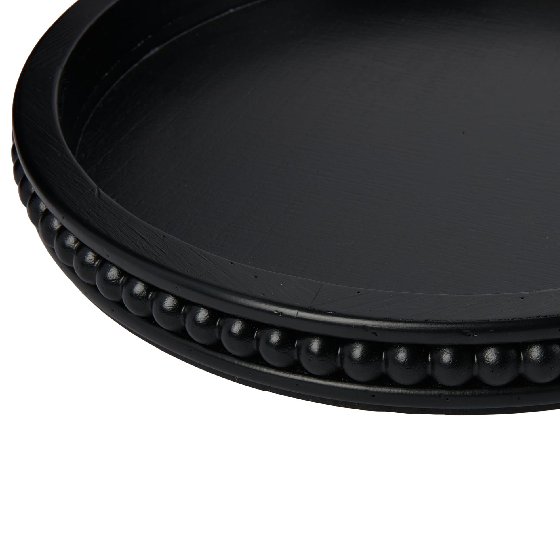 Creative Co-Op Farmhouse Decorative Wood Circle Hobnail Edge, Black Tray - WoodArtSupply