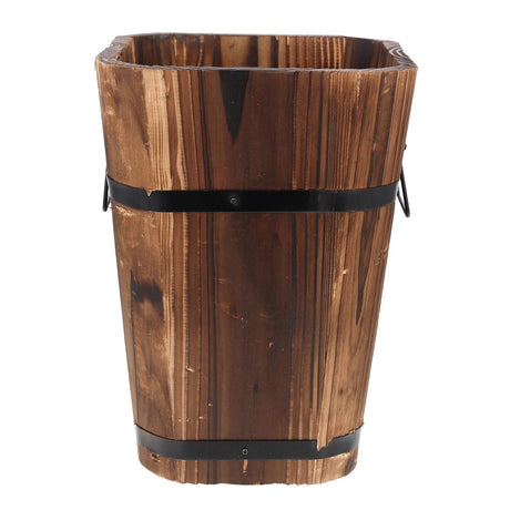 Tofficu Wooden Barrel, Wooden Bucket Barrel Planters, Rustic Retro Whiskey Barrels Bucket with Handle, Planter, Plant Pots, Whiskey Barrel Planter, Water Wishing Well Pail for L Pots Tofficu