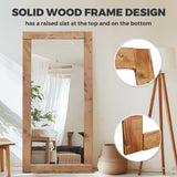 ABSWHLM Full Length Mirror 71"x32" – Solid Wood Frame, HD Tempered Glass, Wall Mounted & Leaning, Rustic Modern Decor for Bedroom, Living Room, Entryway, Light Brown ABSWHLM