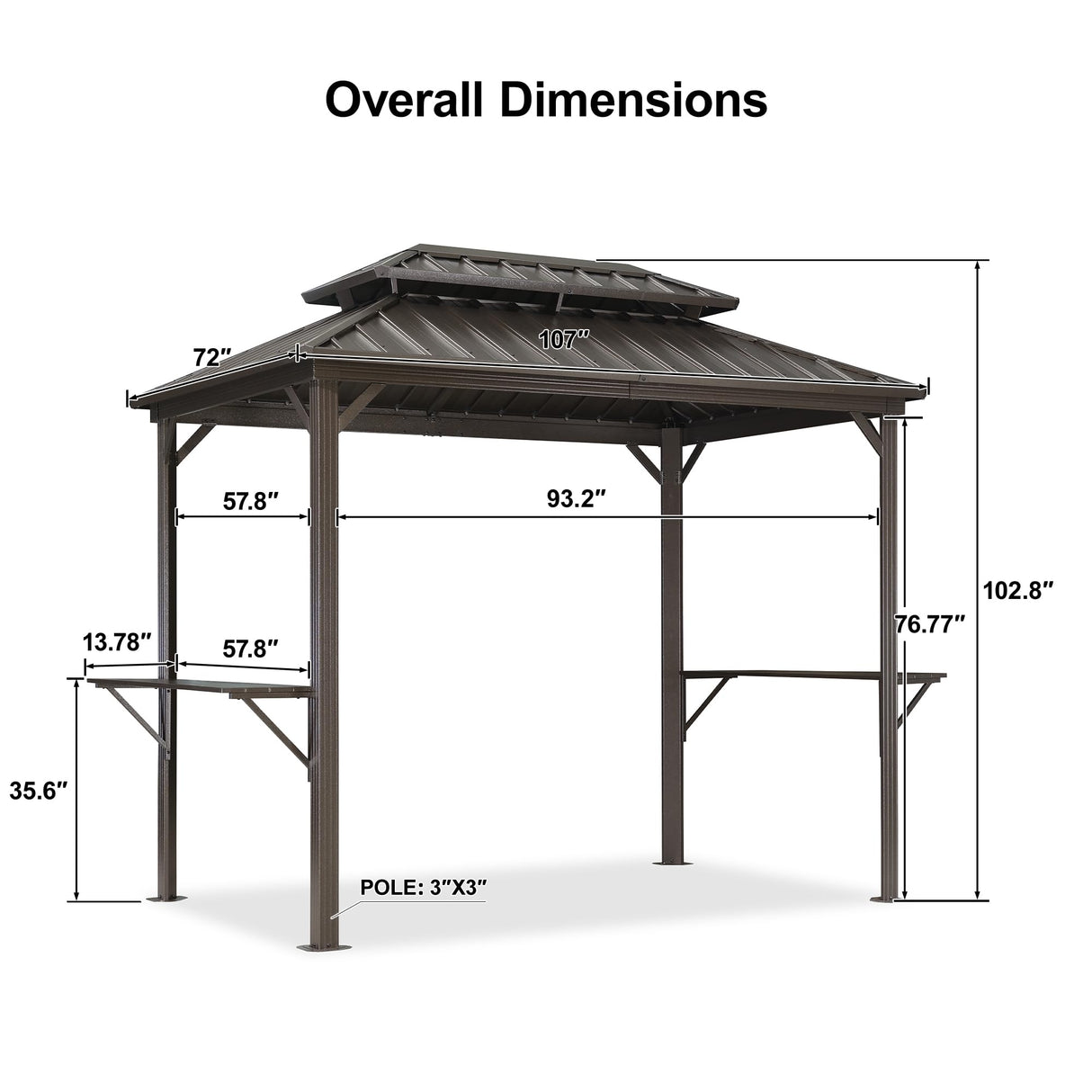 PURPLE LEAF 6' X 9' Hardtop Grill Gazebo for Patio Permanent Metal Roof with 2 Side Shelves Deck Yard Tent Aluminum Garden Outside Sun Shade Outdoor BBQ Canopy PURPLE LEAF