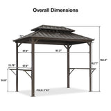 PURPLE LEAF 6' X 9' Hardtop Grill Gazebo for Patio Permanent Metal Roof with 2 Side Shelves Deck Yard Tent Aluminum Garden Outside Sun Shade Outdoor BBQ Canopy PURPLE LEAF