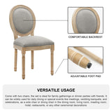 Furnimart French Country Vintage Dining Chairs Set of 4 Farmhouse Dining Chairs with Round Back and Solid Wood Legs, Oval Side Chairs for Kitchen Dining Room Living Room (Light Grey) Furnimart