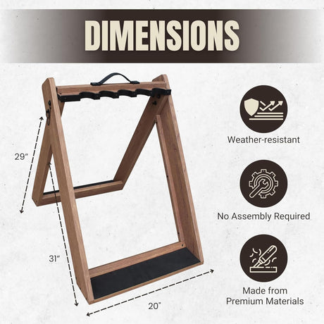 Rush Creek Creations Deer Camp Portable Folding 10 Gun Storage Rack - Handcrafted Weather Proof Material - Easy to Assembly , 21"L x 27"W x 28.5"H Rush Creek Creations