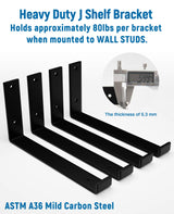 LEOPO 12 inch Shelf Bracket for DIY Floating Shelf, 1/5 inch Thick Heavy Duty Bracket, 6 Pack, 11.25” x 6” x 1.5” LEOPO