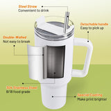 Joyclub 4 Pack 40 OZ Sublimation Tumblers with Handle Blank Insulated Large Tumbler Bulk, Coffee Travel Cups Stainless Steel Travel Mug for Diy Craft Heat Press Print Joyclub