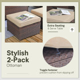 SUNSITT Outdoor Patio Furniture Set with Fire Pit Table 7 Piece Wicker Conversation Set with 43in Propane Firepit Sectional Dining Set 3 Seat Sofa Couch with Ottoman, Brown Wicker & Beige Cushion SUNSITT