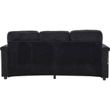 76.8" L-Shaped Sleeper Sofa with Storage Ottoman, USB Ports, Cup Holders&LED Lights, Side Pockets, Comfy Corduroy Modern 3-Seater Small Couch Bed for Living Room with 2 Throw Pillows (Black) SLEERWAY