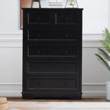 NONGSHIM Farmhouse 6 Drawer Dresser, Dresser Chest of Drawer for Bedroom Organizer Storage, 48 Inch Tall Dresser, Wood Dresser Storage Cabinet for Living Room, Entryway, Hallway, Kids Room, Black NONGSHIM