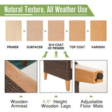 PHI VILLA 11-Piece Outdoor Wicker Furniture Set with 56" Gas Fire Pit Table Half-Moon Curved Patio Conversation Waterproof Rattan Circle Sofa, Blue PHI VILLA