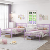Weehom Twin Size Bed Frame with Headboard and Footboard Steel Slats Support Twin Metal Bed No Box Spring Needed Easy to Assembly, Purple Weehom