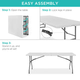 Best Choice Products 6ft Plastic Folding Table, Indoor Outdoor Heavy Duty Portable w/Handle, Lock for Picnic, Party, Camping - White Best Choice Products