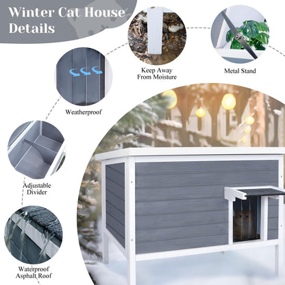 COOLEBEBE Outdoor Cat House Weatherproof Insulated Cat Houses for Outdoor Cats Large Feral Cat House Shelter Outdoor for Winter with All-Round Foam - WoodArtSupply